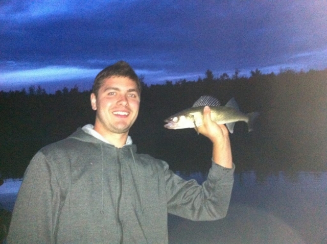 Carson's first fish at crew lake day
