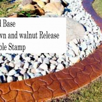 Base-  harvest gold  Release-  brown, walnut  Stamp- cobble curb