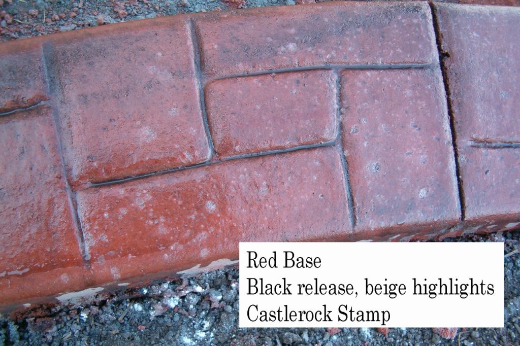 Base- red  Release- black beige specks Stamp- castlerock curb