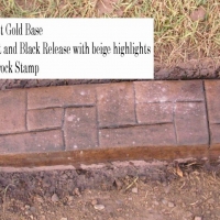 Base-  Harvest Gold dark Release-  walnut, black  beige specks Stamp- castlerock curb