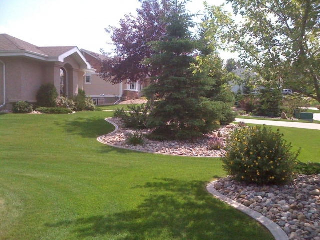 big beds with concrete edging