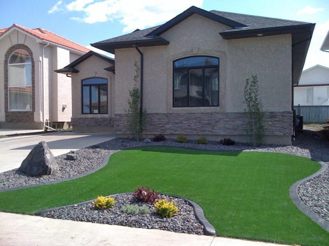 curb with artificial turf in front yard