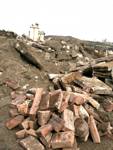 this rain damaged curb is being recycled