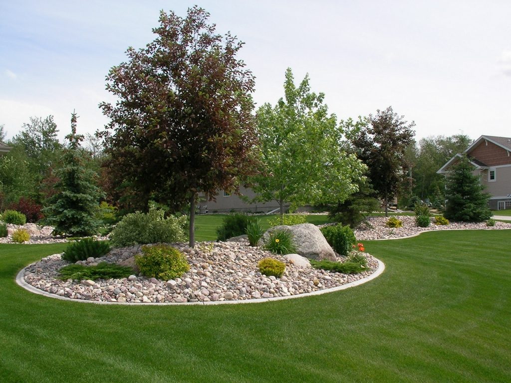 landscape curb Islands mounded and  not too small