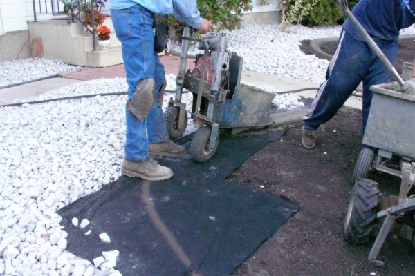 Installing on fabric before sod laid