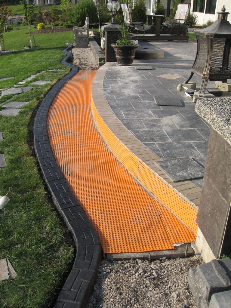 a transition step area created by patio