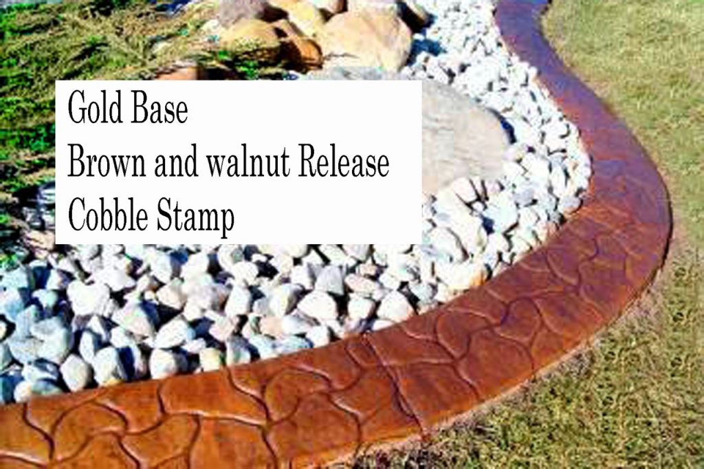 Base-  harvest gold  Release-  brown, walnut  Stamp- cobble curb