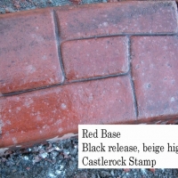 Base- red  Release- black beige specks Stamp- castlerock curb