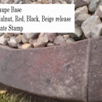 Base-  taupe  Release-  walnut, red, black, beige Stamp- slate curb