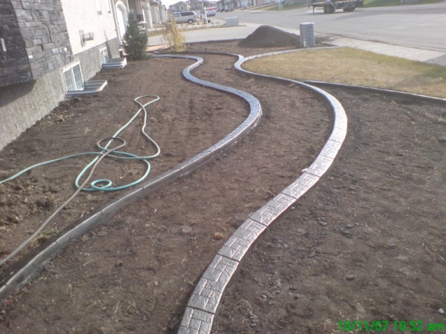 nice curvy path from front to back yard without high cost of pouring a sidewalk  I think they plan to use gravel and flagstones